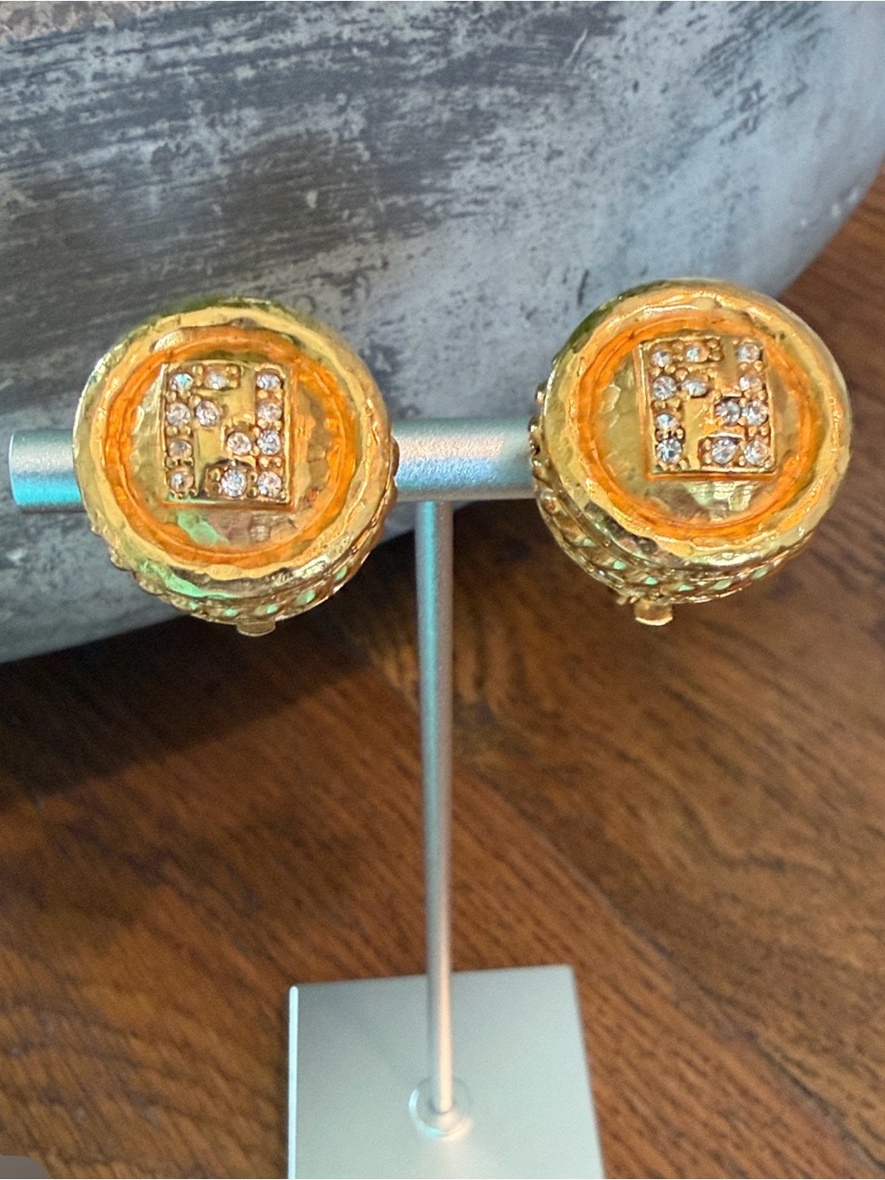 Rare Fendi Vintage Clip On FF earrings